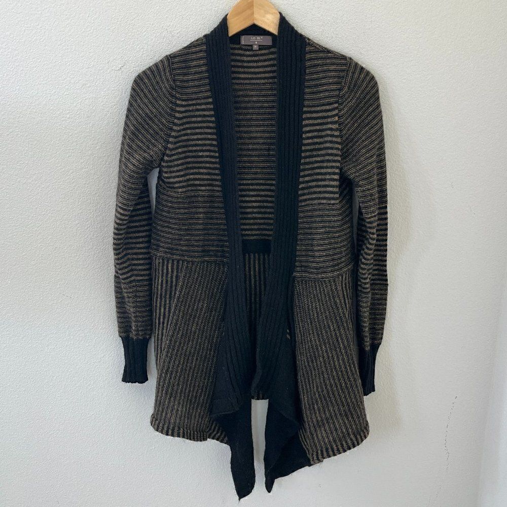 Lo.Ri Italian Mohair Grey Striped Cardigan Medium